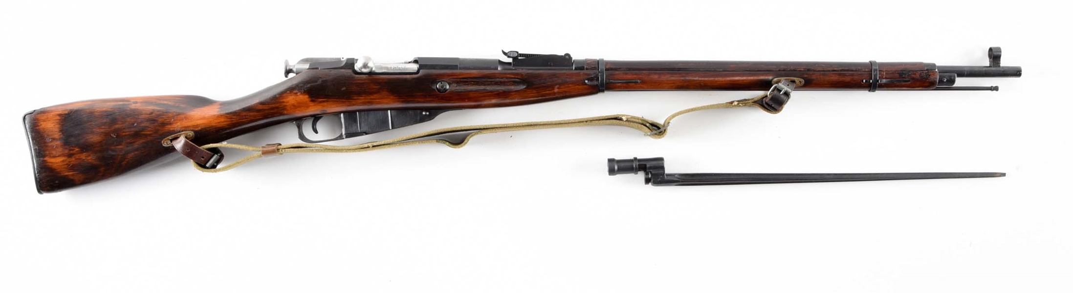 (C) HEX RECEIVER TULA M91/30 BOLT ACTION RIFLE WITH BAYONET.