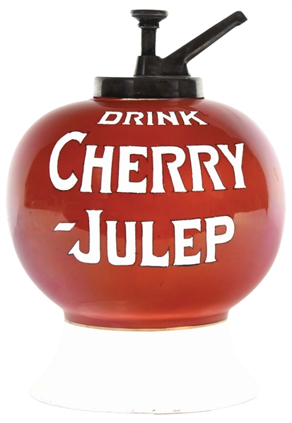 CHERRY-JULEP CERAMIC SYRUP DISPENSER.             