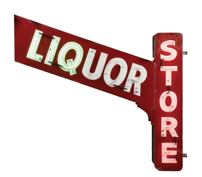 PORCELAIN LIQUOR STORE NEON SIGN.