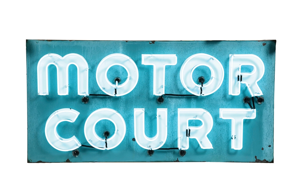 MOTOR COURT PORCELAIN NEON SIGN.