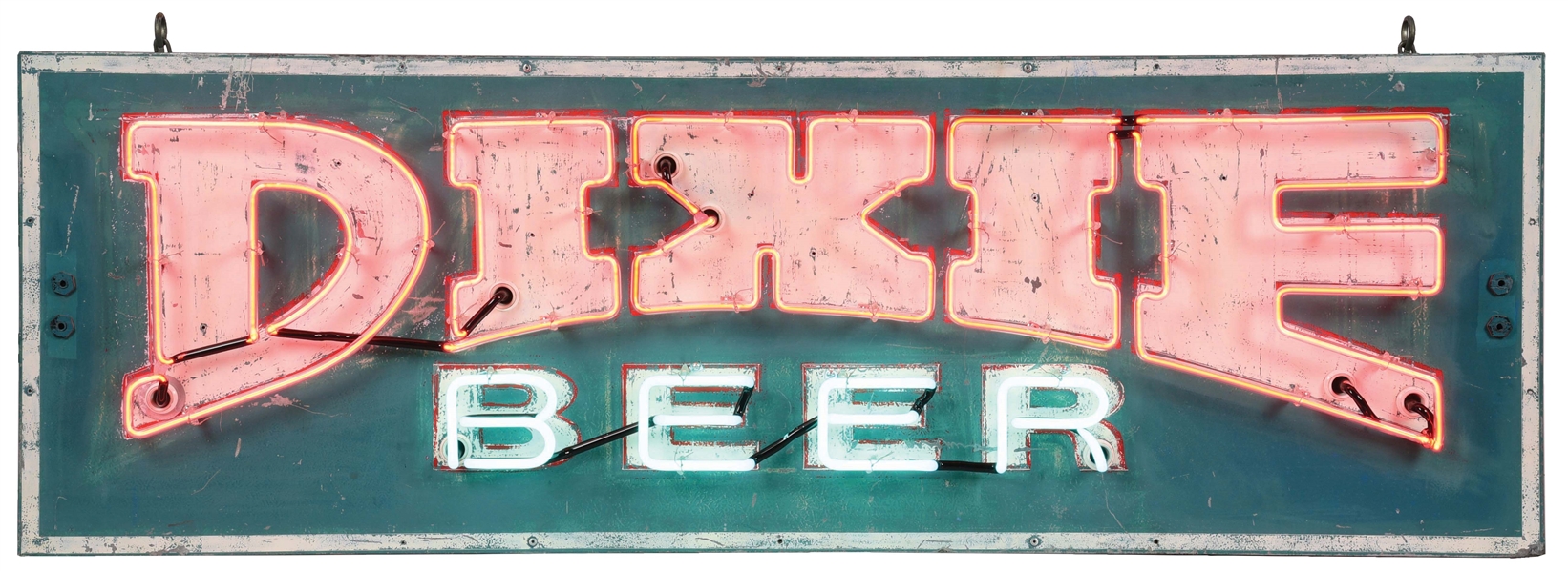 DIXIE BEER PAINTED METAL NEON SIGN.