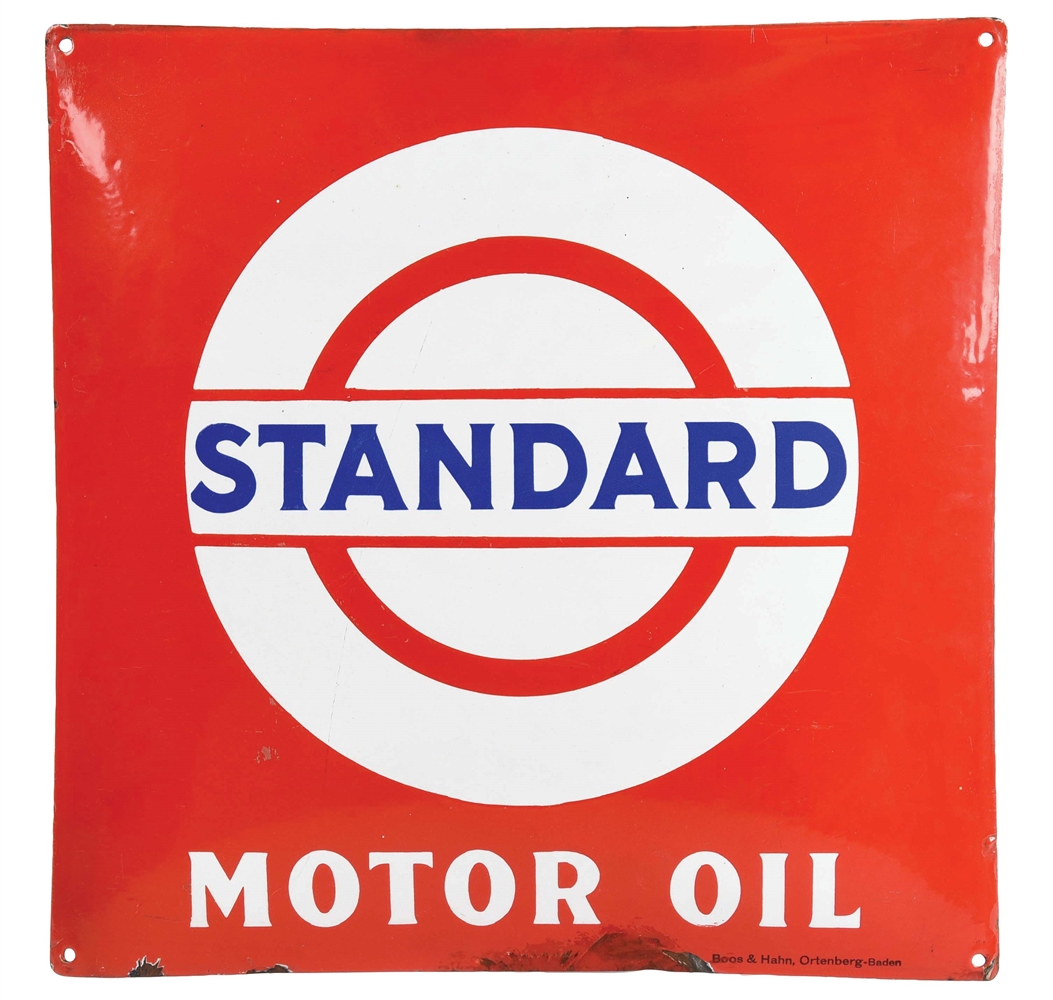 STANDARD MOTOR OIL CONVEX PORCELAIN SIGN. 