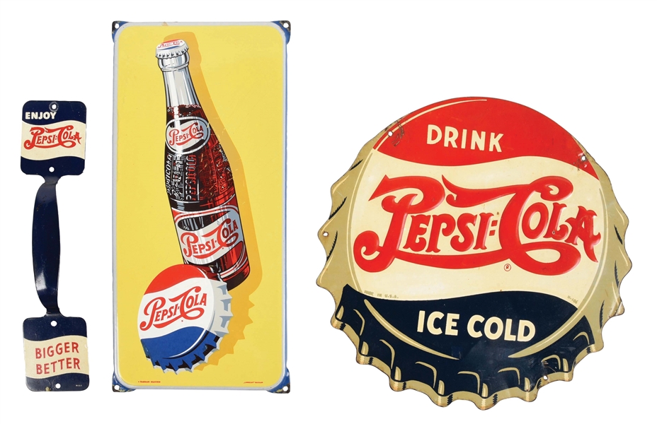 COLLECTION OF 3: VARIOUS PEPSI-COLA ADVERTISING PIECES.