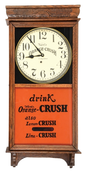 WARDS ORANGE-CRUSH INGRAHAM WALL CLOCK.