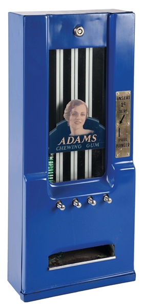 4-COLUMN ADAMS CHEWING GUM VENDING MACHINE.