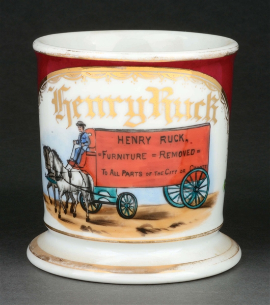 HORSE-DRAWN MOVING COMPANY SHAVING MUG.