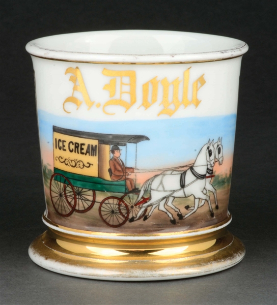 HORSE-DRAWN ICE CREAM DELIVERY TRUCK SHAVING MUG.