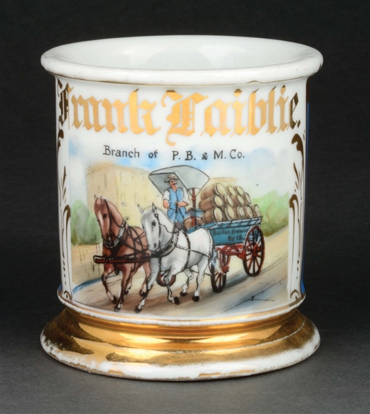 HORSE-DRAWN DELIVERY CART SHAVING MUG.