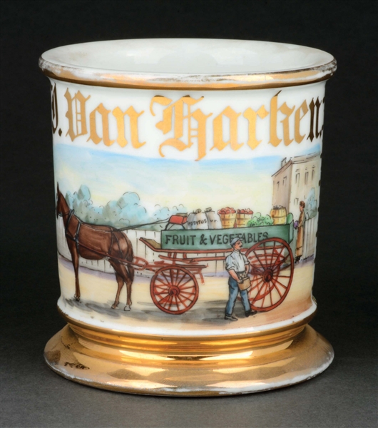 HORSE-DRAWN FRUIT AND VEGETABLE DELIVERY TRUCK SHAVING MUG