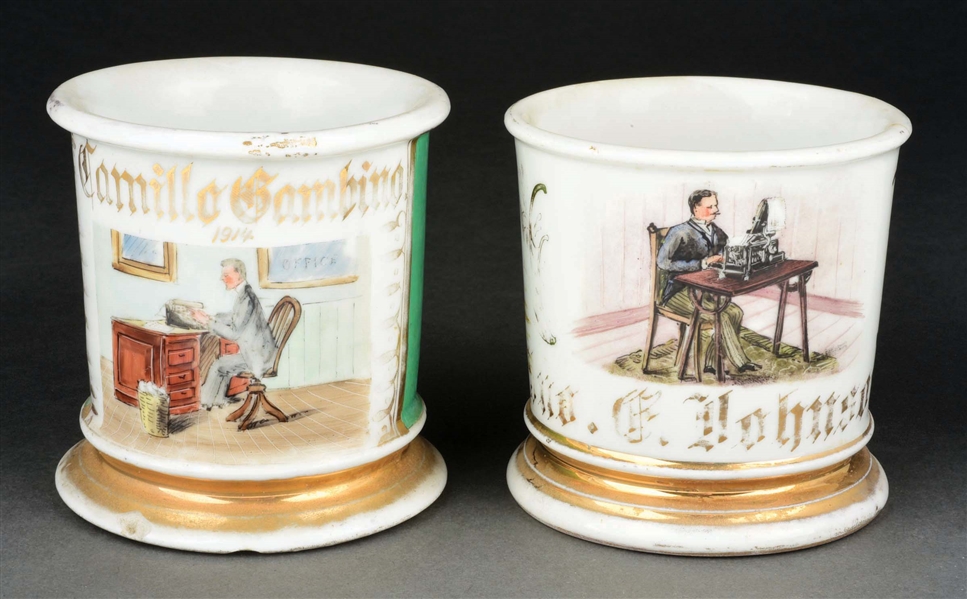 LOT OF 2: WRITERS SHAVING MUGS.