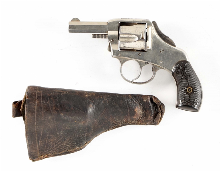 (C) HARRINGTON AND RICHARDSON SAFETY HAMMER DOUBLE ACTION REVOLVER WITH HOLSTER.