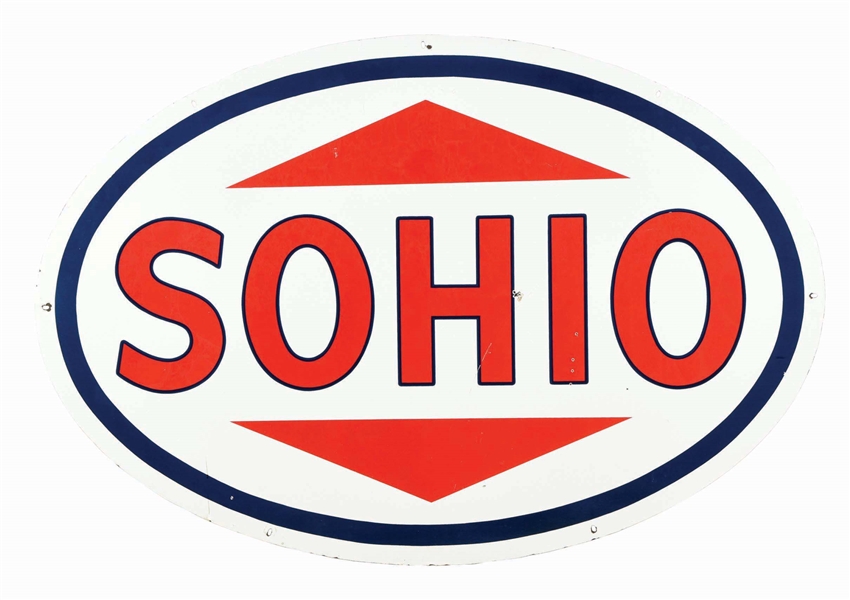 SOHIO GASOLINE PORCELAIN SERVICE STATION SIGN. 