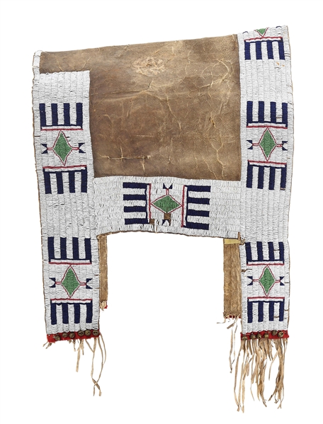 CHEYENNE ARAPAHO BEADED HIDE SADDLE BLANKET