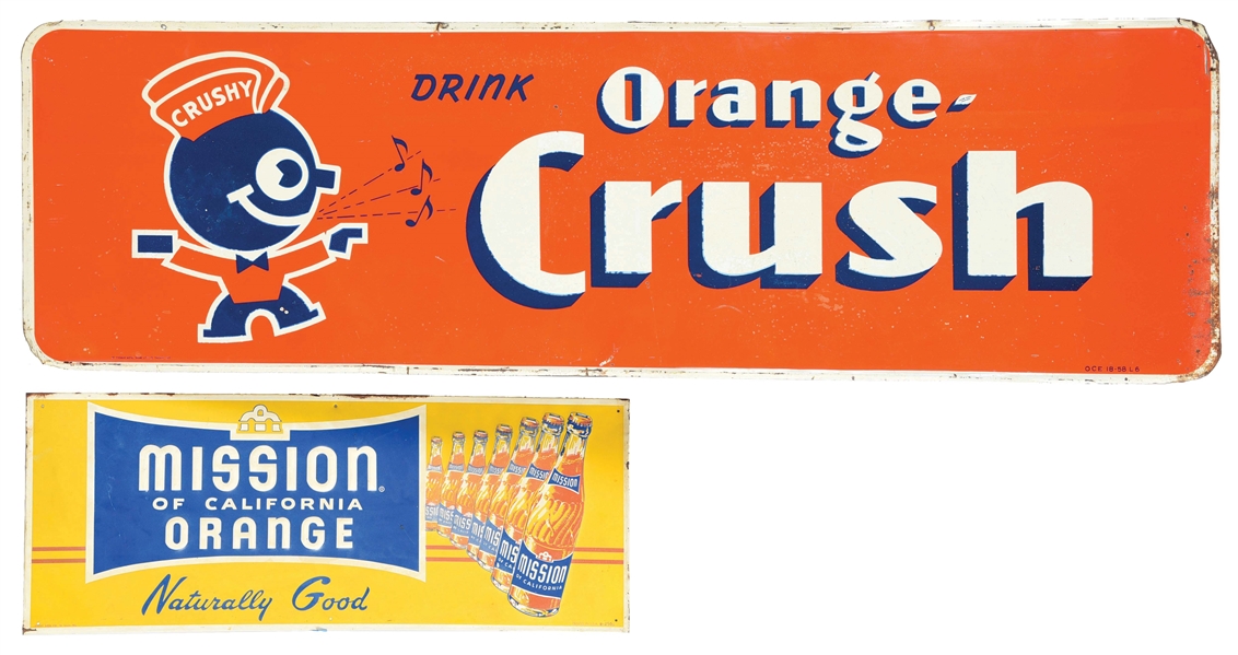 COLLECTION OF 2: SODA POP ADVERTISING SIGNS.