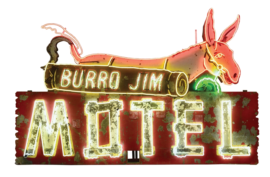 LARGE & IMPRESSIVE BURRO JIM MOTEL SIGN.