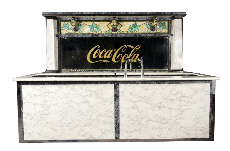 COMPLETE COCA-COLA BACK BAR W/ISLAND AND 5 CHAIRS.