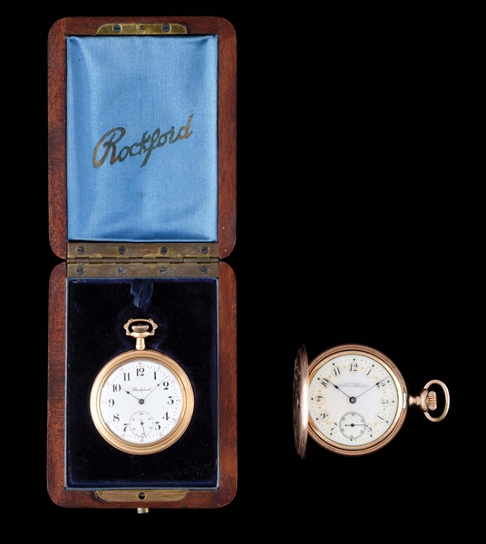 LOT OF 2: ROCKFORD POCKET WATCH WITH CASE AND WALTHAM WATCH CO. POCKET WATCH