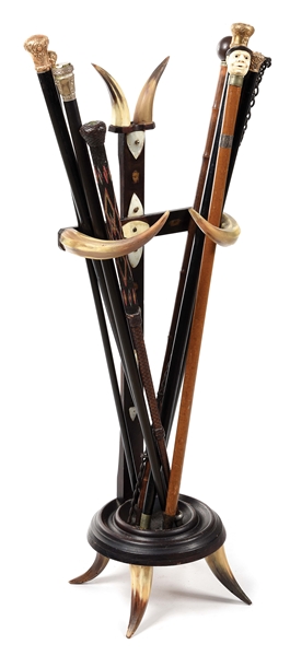 HORN CANE RACK WITH NINE GREAT CANES