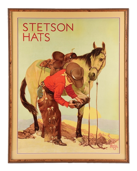 ORIGINAL STETSON HATS ADVERTISING POSTER BY CHARLES HARGENS