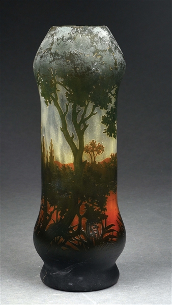 LARGE DAUM NANCY CAMEO CUT LANDSCAPE VASE.