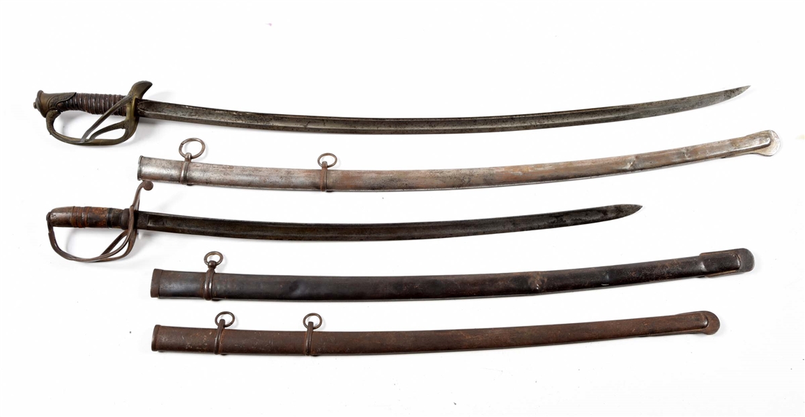 LOT OF 3: 2 CAVALRY SABERS AND 1 SCABBARD.