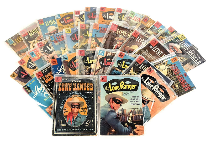 36 AUTOGRAPHED "THE LONE RANGER" DELL COMICS