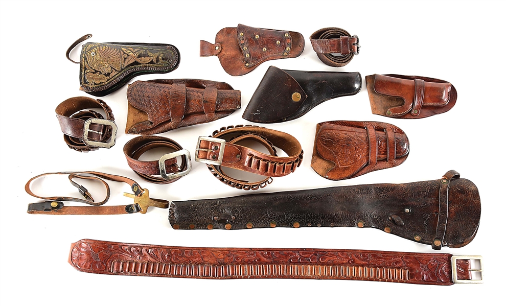 LARGE LOT OF WESTERN GUN BELTS AND HOLSTERS.