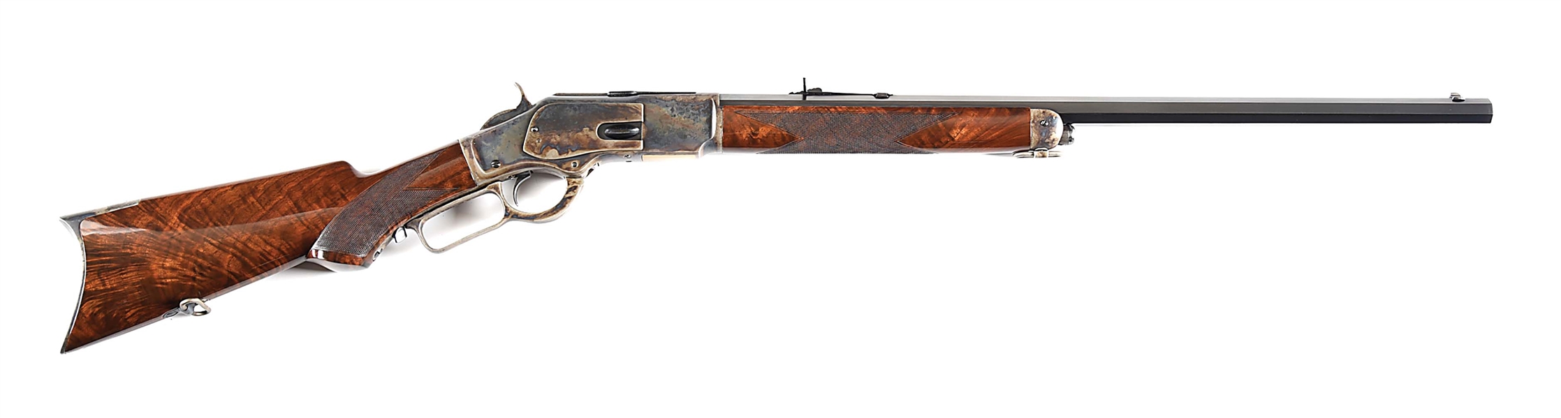 (A) WINCHESTER MODEL 1873 DELUXE .44-40 LEVER ACTION RIFLE.