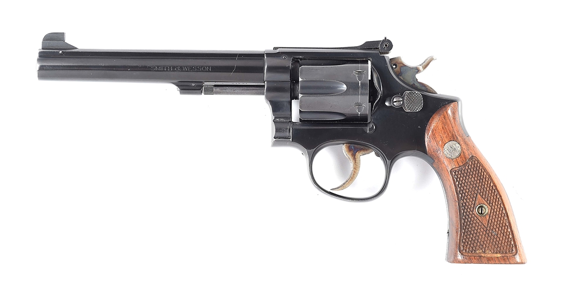(C) SMITH & WESSON K-38 TARGET MASTERPIECE PRE-MODEL 14 DOUBLE ACTION REVOLVER.