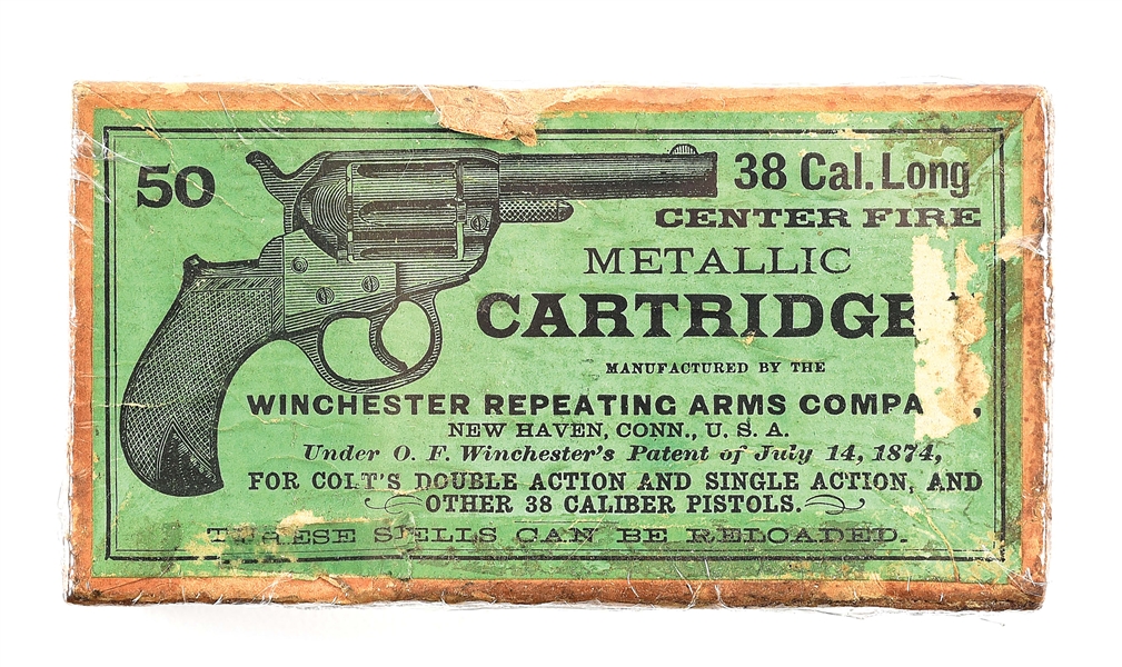 WINCHESTER PICTURE BOX OF .38 LONG COLT AMMUNITION.