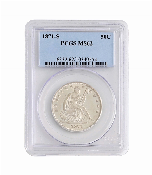 1871-S 50¢ MS62 PCGS.