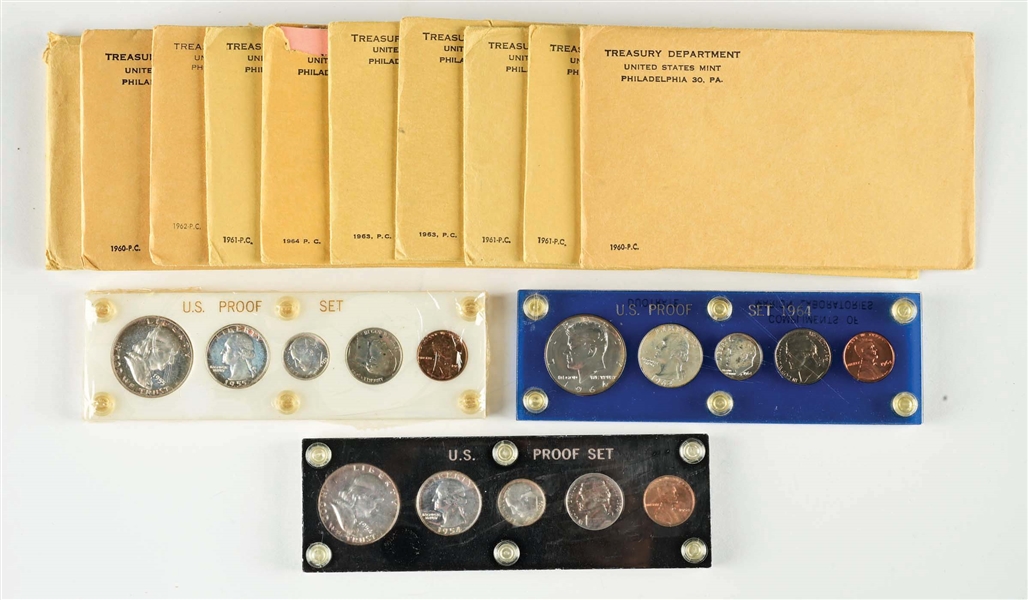 LOT OF 13: SETS OF MINT & PROOF COINS.