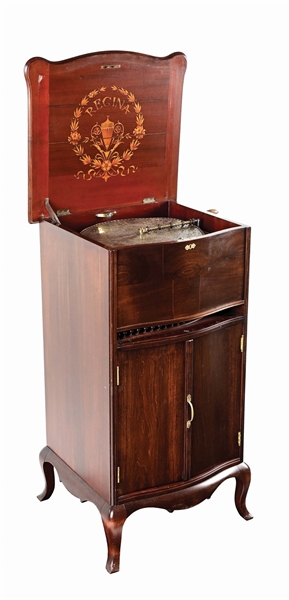 REGINA MUSIC BOX STYLE 140 CABINET MODEL PLAYING 15 1/2" DISCS.  