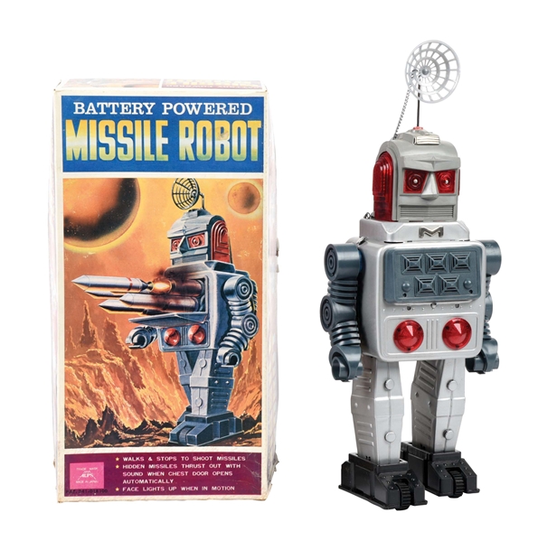 VERY RARE ALPS JAPANESE BATTERY-OPERATED MISSILE ROBOT IN ORIGINAL BOX