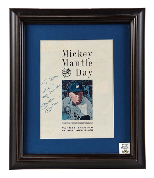 UNUSUAL AUTHOGRAPHED MICKEY MANTLE DAY PROGRAM