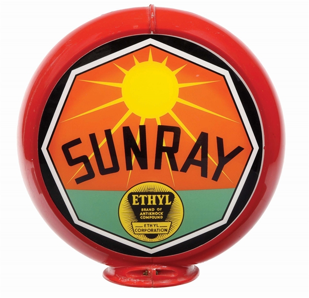 SUNRAY ETHYL GASOLINE SINGLE 13.5" GLOBE LENS ON CAPCO BODY. 