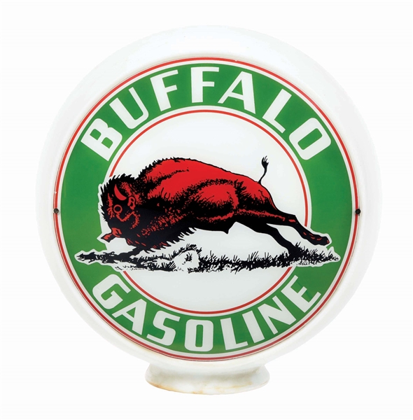 BUFFALO GASOLINE SINGLE 13.5" GLOBE LENS ON WIDE MILK GLASS BODY. 