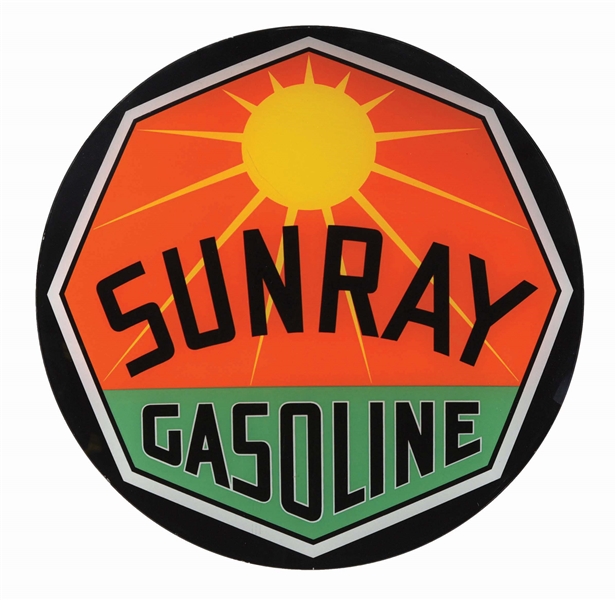 SUNRAY GASOLINE 13.25" SINGLE GLOBE LENS W/ SUNBURST GRAPHIC. 