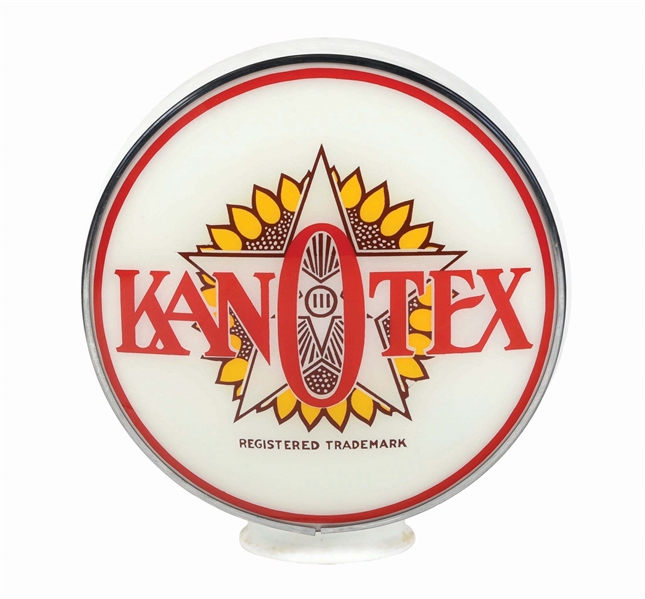 KANOTEX GASOLINE COMPLETE 15" GLOBE ON WIDE MILK GLASS BODY. 