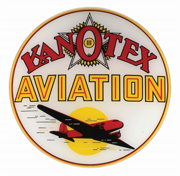 OUTSTANDING KANOTEX AVIATION SINGLE 13.25" GLOBE LENS W/ AIRPLANE GRAPHIC.