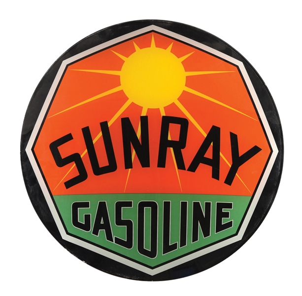 SUNRAY GASOLINE 13.25" SINGLE GLOBE LENS W/ SUNBURST GRAPHIC. 