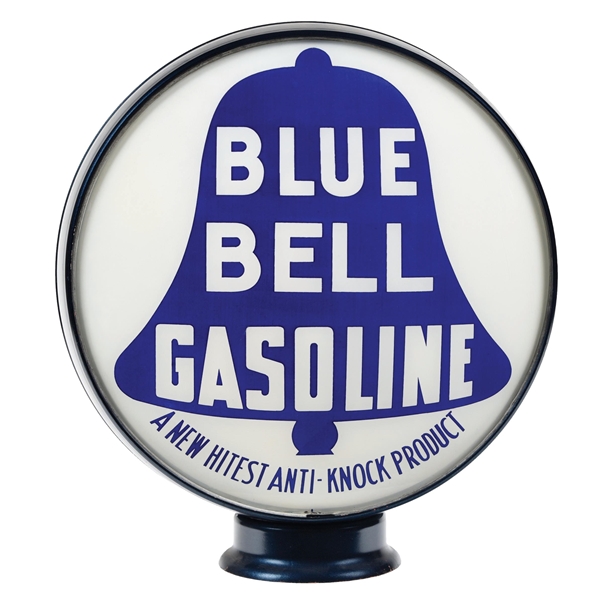 RARE BLUE BELL GASOLINE SINGLE 15" GLOBE LENS ON METAL BALLCRANK BODY. 