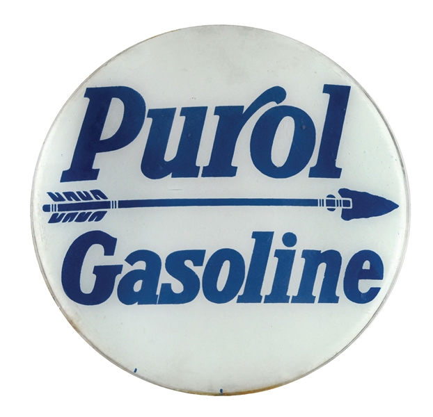 PUROL GASOLINE 15" SINGLE GLOBE LENS W/ ARROW GRAPHIC. 