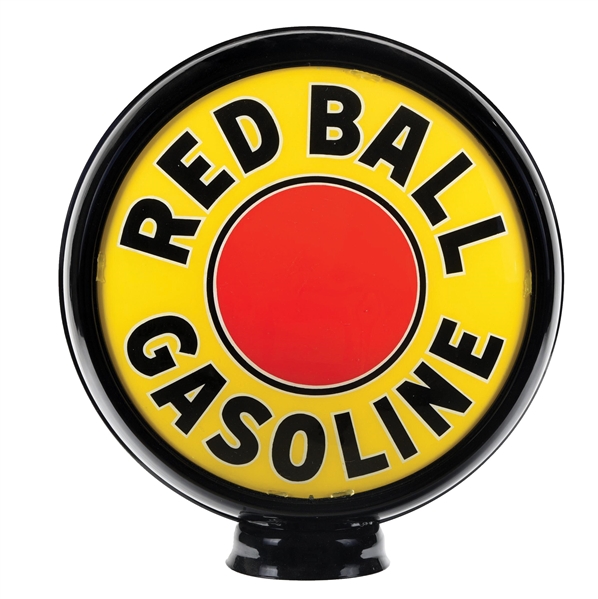 RED BALL GASOLINE SINGLE 15" GLOBE LENS ON METAL HIGH PROFILE BODY. 