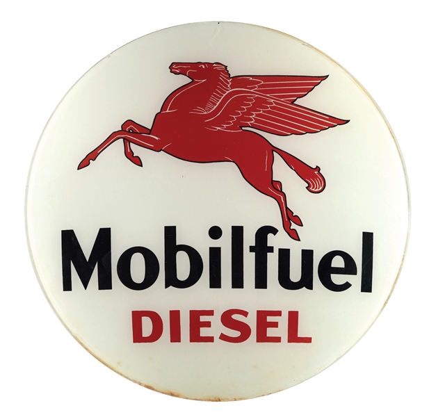 MOBILFUEL DIESEL SINGLE 15" GLOBE LENS W/ PEGASUS GRAPHIC. 