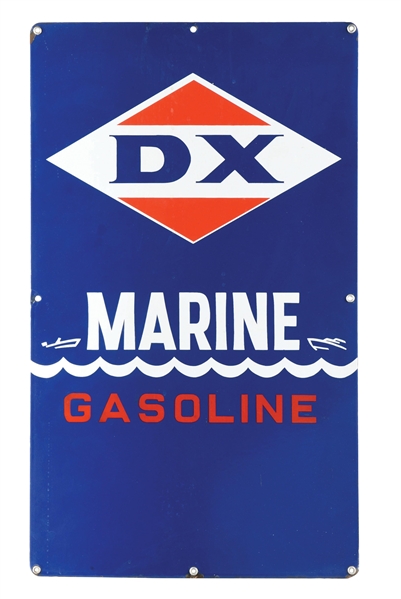 DX MARINE GASOLINE PORCELAIN PUMP PLATE SIGN. 