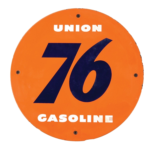 UNION 76 GASOLINE PORCELAIN PUMP PLATE SIGN.