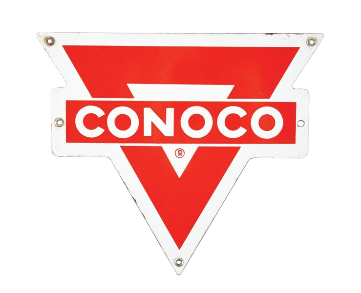 CONOCO GASOLINE PORCELAIN PUMP PLATE SIGN.