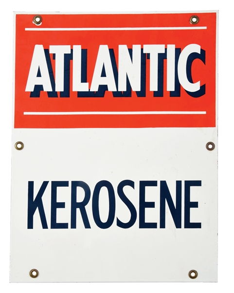 ATLANTIC KEROSENE PORCELAIN PUMP PLATE SIGN.