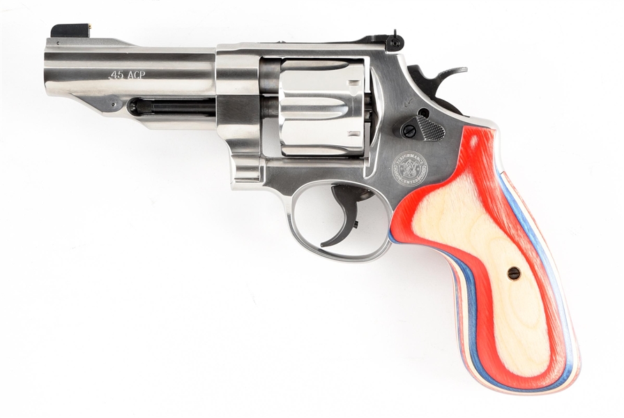 (M) STAINLESS SMITH & WESSON MODEL 625-8 PERFORMANCE CENTER DOUBLE ACTION REVOLVER.